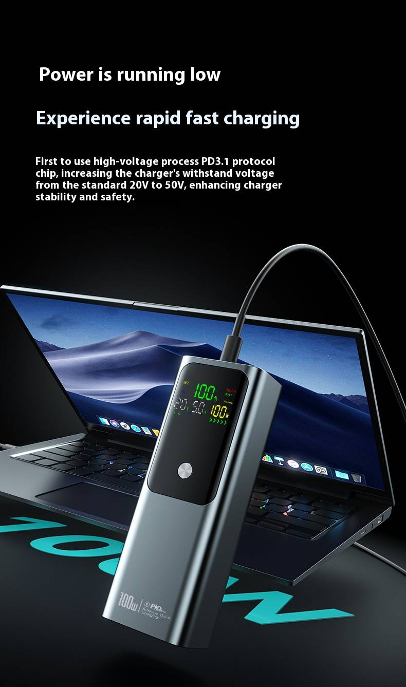 20000 mAh 100 W PD3.0 Powerbank für Laptop und Telefon, tragbares Ladegerät mit zwei USB-C-Anschlüssen, externer Akku mit hoher Kapazität für unterwegs_voghion.com