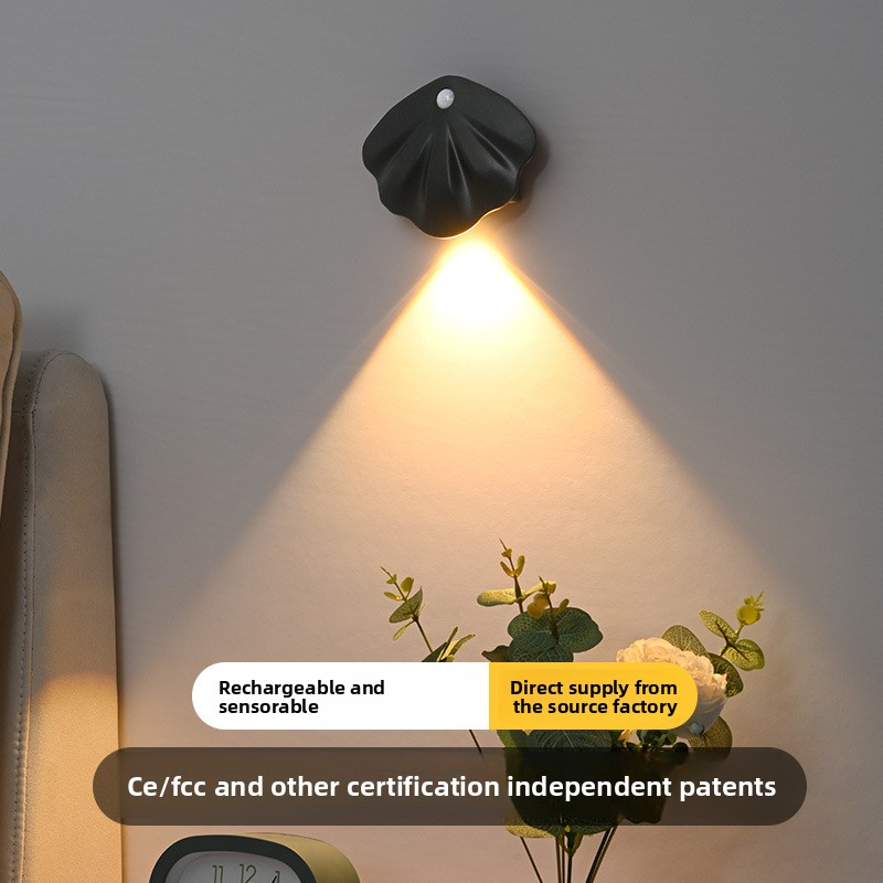 Intelligentes LED-Nachtlicht mit Bewegungssensor und magnetischer Halterung – wiederaufladbar, CE-zertifiziert, ABS-Gehäuse, 3-farbig einstellbar, patentiertes Design: Muschelform_voghion.com
