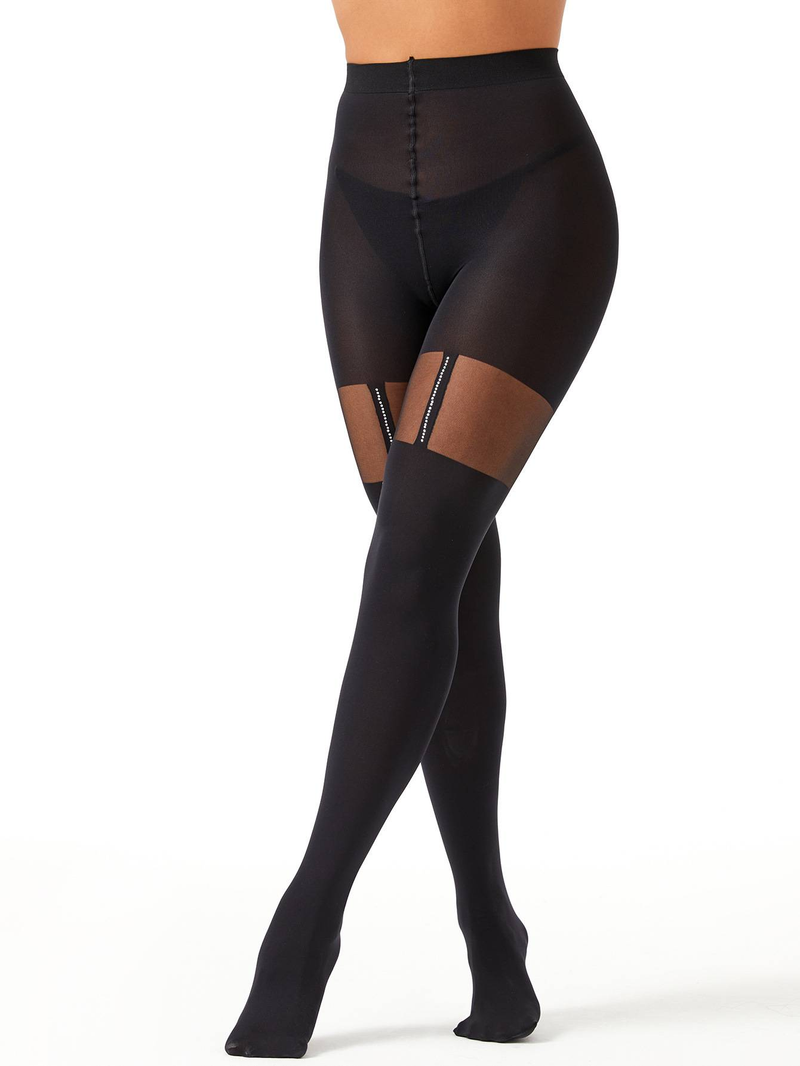 Unterwäsche & Nachtwäsche Fake-Strumpfband-Netzstrümpfe im japanischen Stil mit Strass-Stickerei – Sexy Strumpfhose mit hoher Taille für Damen, Schwarz, Einheitsgröße_voghion.com