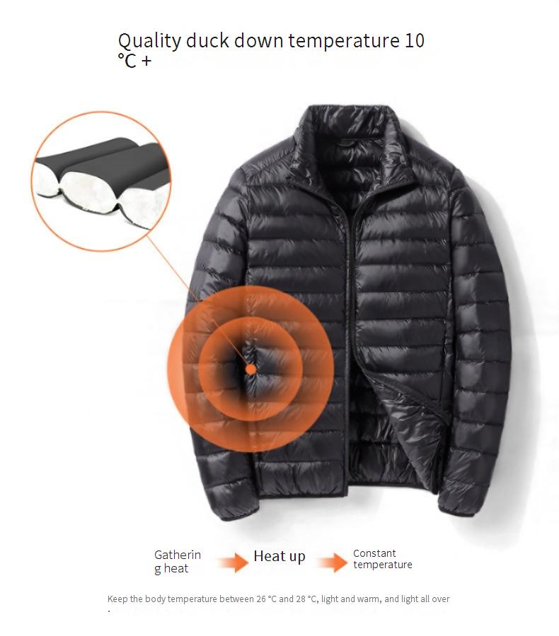 Leichte Daunenjacke für Herren – 600FP Puffermantel aus weißen Entenfedern (M-6XL) – Slim-Fit-Kurzsteppwintermantel_voghion.com