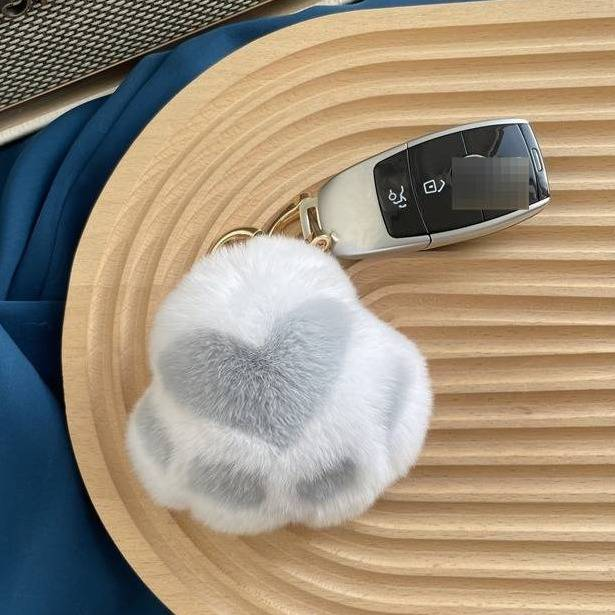 Portachiavi in morbida pelliccia di coniglio - Grazioso design a forma di zampa di gatto e zampa d'orso, regalo perfetto per compleanni, matrimoni, souvenir di viaggio e altro ancora._voghion.com