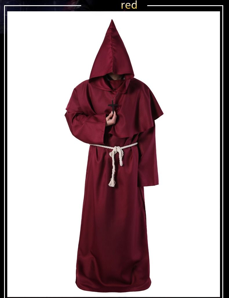 Halloween Cosplay Costume Medieval Monk Costume Monk Robe Wizard Costume Priest Costume COS Costume Stage Costume_voghion.com