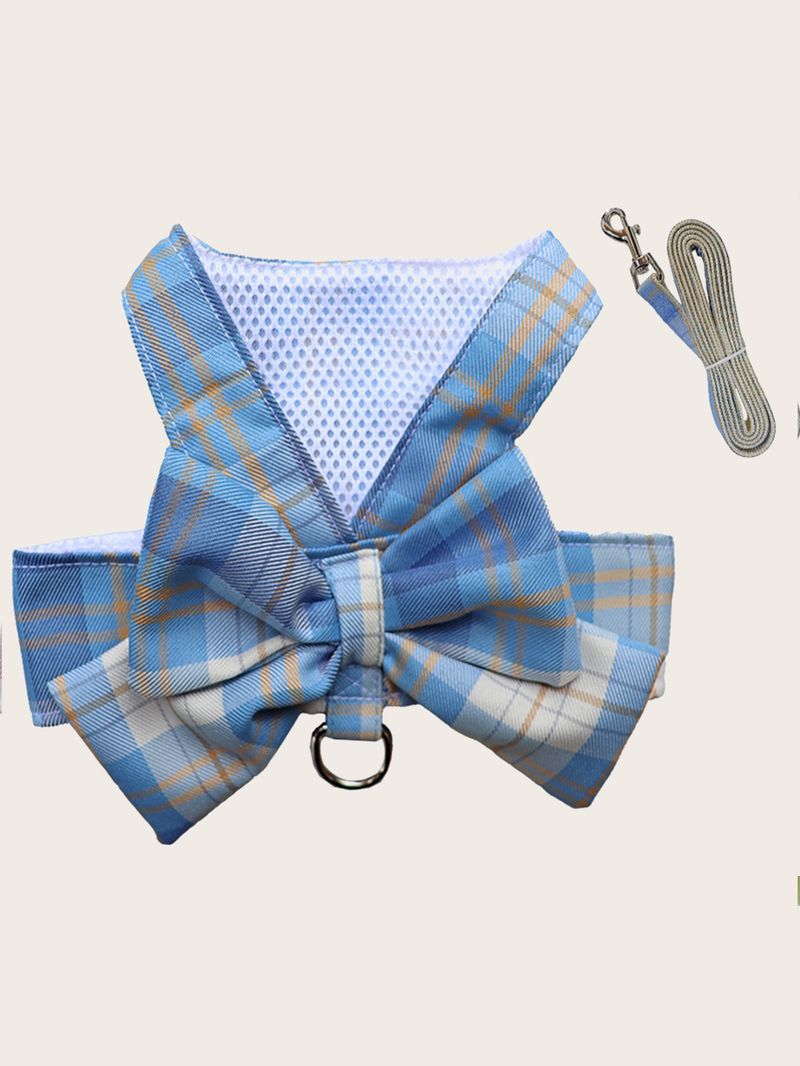 1 Stück Haustier-JK-Karorock und Karoweste, Traktions-Outfit, geeignet für Teddyhunde und -katzen – ein Outdoor-Rock mit Geschirr und Hundeleine_voghion.com