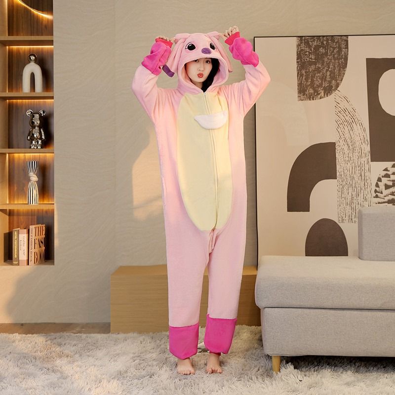 Nuovo pigiama di flanella con simpatici animali dei cartoni animati, per bambini, adulti, uomini e donne, abbigliamento per la casa all'ingrosso - Bambini 100 cm-140 cm_voghion.com