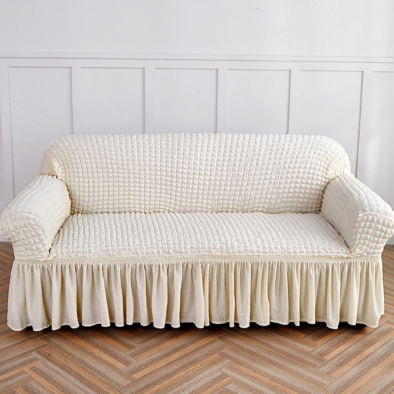 Stretchable Polyester Sofa Cover Set With Ruffle Skirt - Full Coverage Slipcovers For 1/2/3-Seater Couches (Multiple Colors & Sizes)_voghion.com