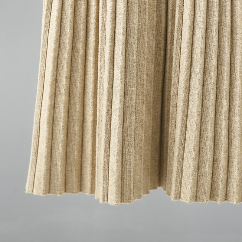 Einfarbiges, halbhohes, verdicktes, knielanges Midi-Taillenkleid für Damen_voghion.com