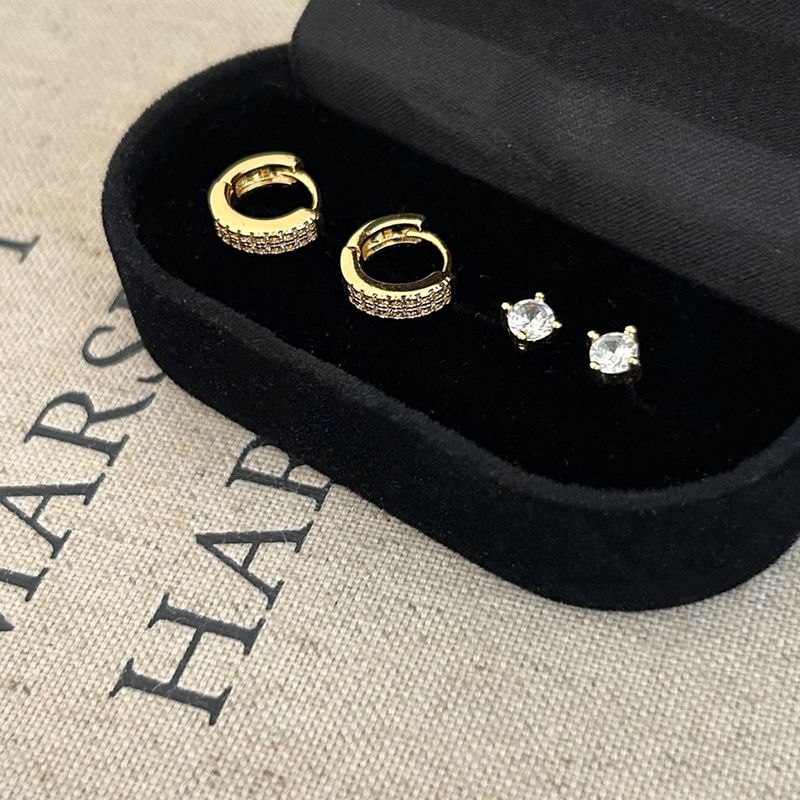 High-end Elegant Zircon Hoop Set Of Four Light Luxury Fashionable Everyday Versatile Commuting Earrings_voghion.com