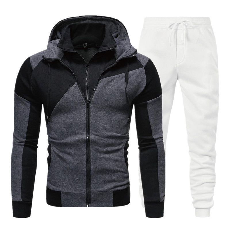 Pantaloni sportivi autunnali e invernali da uomo, casual, a maniche lunghe, due pezzi, con cappuccio, sportivi, esplosivi, da uomo_voghion.com
