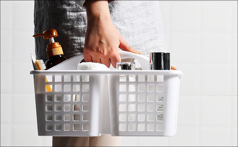 Duschkorb aus Kunststoff mit Fächern, tragbarer Aufbewahrungskorb für Reinigungsutensilien mit Griff für Studentenwohnheime_voghion.com