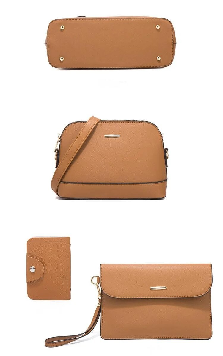 Nyhett säljande Trendig damväska Retro Kändis handväska med en axel Stor kapacitet Mode Diagonal Cross Fyra delar Set Moderväska_voghion.com
