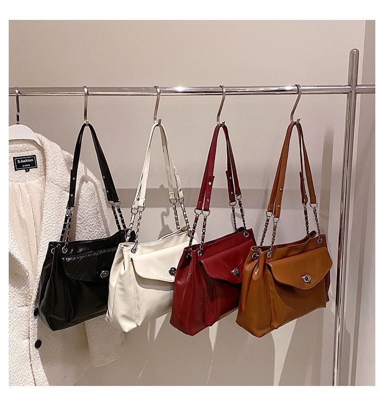 Borse Nuova Texture Pelle di Cera Olio Supporto Extra Large Donna Monospalla Moda Versatile Borsa a Tracolla_voghion.com