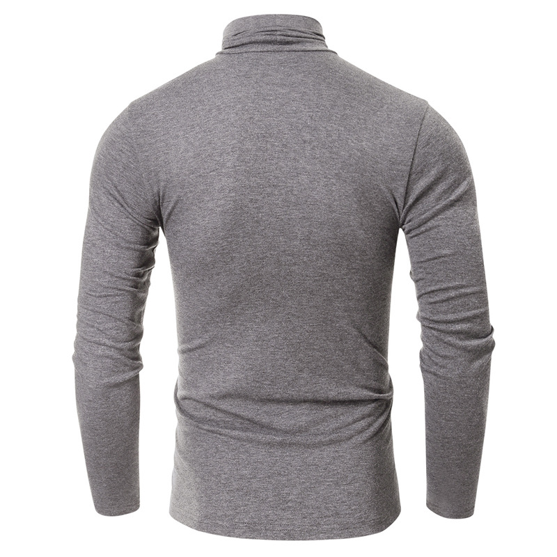 Herren-T-Shirt mit hohem Halsausschnitt und schmaler Passform, langärmliges Thermo-Basishemd aus weichem, gebürstetem Polyester, einfarbig, lässiges Oberteil für alle Jahreszeiten_voghion.com