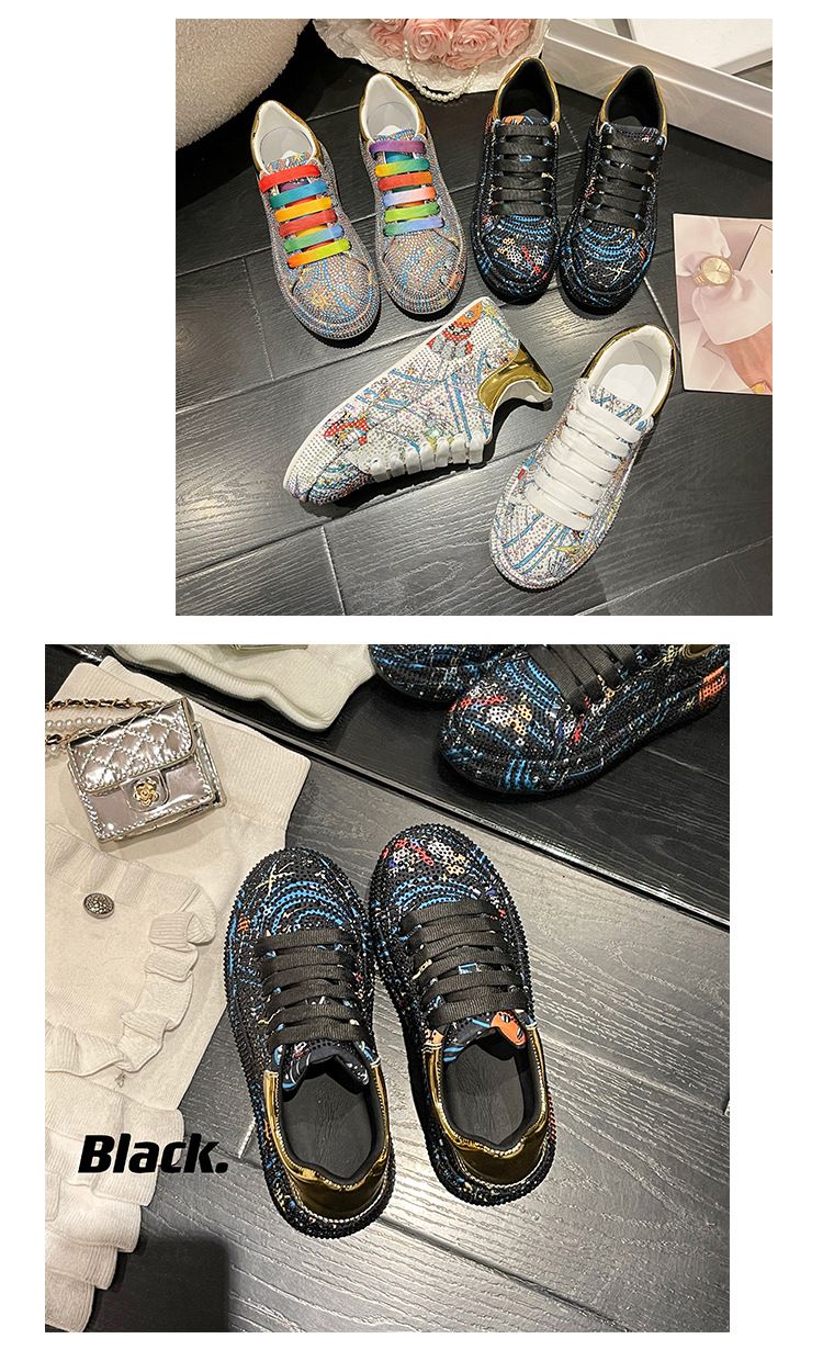 Designer Graffiti Water Diamond Dad Schuhe Damen Neue bequeme trendige Luxus-Einzelschuhe_voghion.com