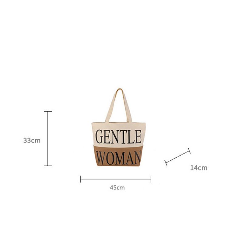 Stor kapacitet Letter Canvas Kvinder 2024 Ny sommer Mommy One Shoulder Tote til at gå ud Håndholdt indkøbstaske_voghion.com