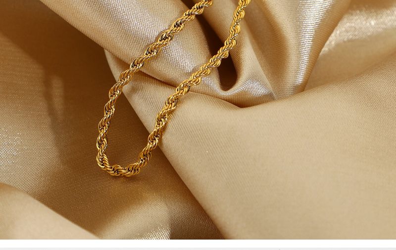 Classic Gold Rope Fried Dough Twists Chic Gift Gold-plated Stainless Steel Fashion Bracelet Jewelry Batch_voghion.com