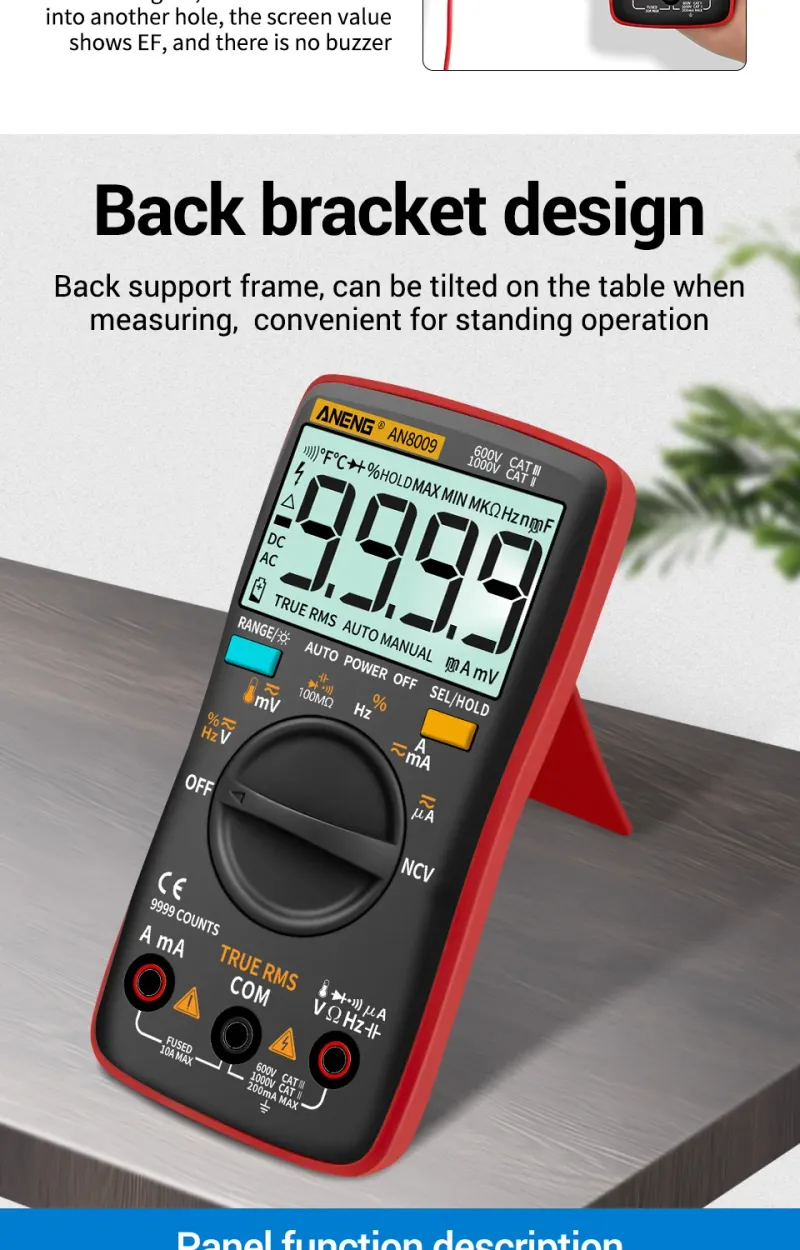 ANENG AN8009 Digital Multimeter Transistor Testers Capacitor True-RMS Tester Automotive Electrical Capacitance Meter Temp Diode_voghion.com