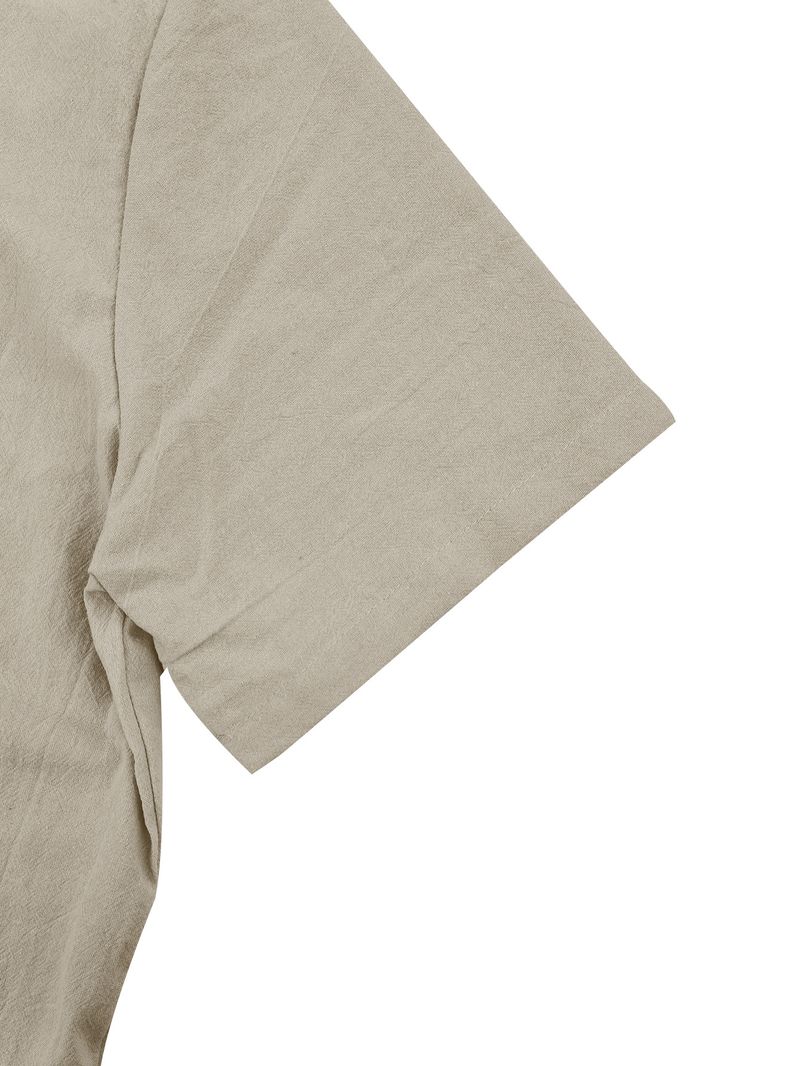 Camicia da uomo in lino a maniche corte con bottoni - Camicia casual estiva traspirante con taschino sul petto, comoda ed elegante per l'uso quotidiano_voghion.com