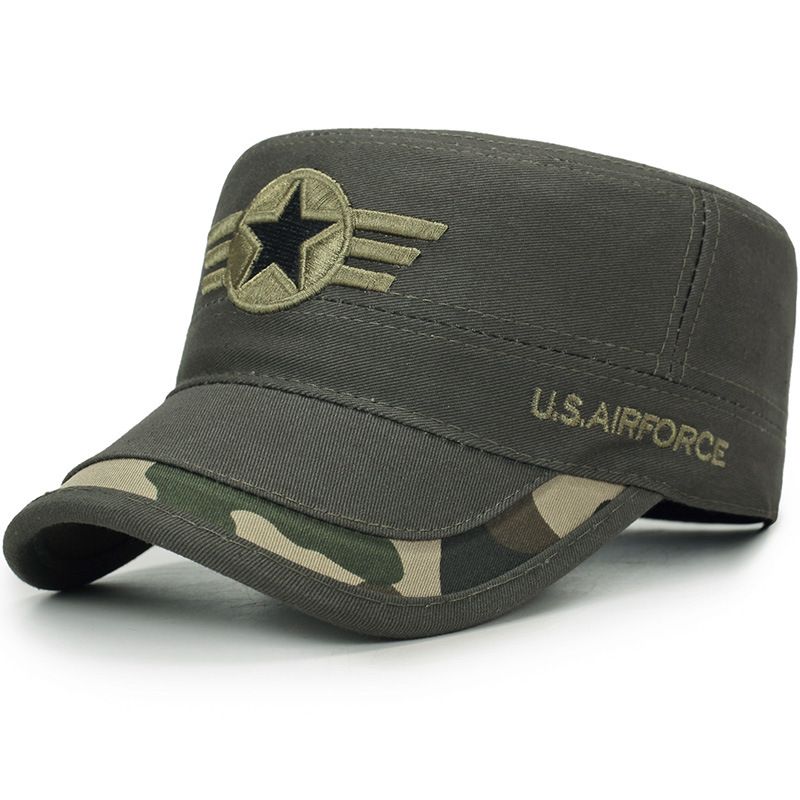 Hat for middle-aged men, baseball camouflage military men's flat top duckbill casual sun protection hat, spring and_voghion.com