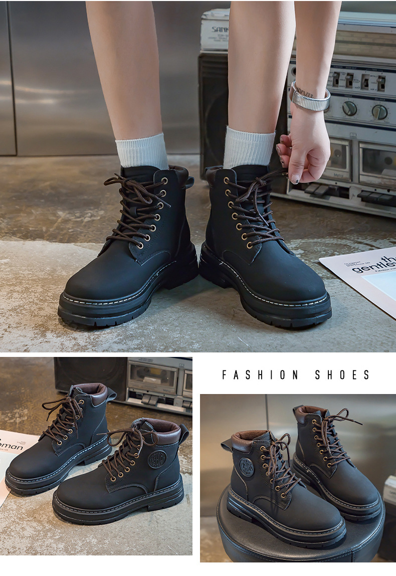 Couple Martin 2024 Automne Travail Femmes Courtes Instagram Semelle Épaisse Jaune Bottes Enfants B801_voghion.com