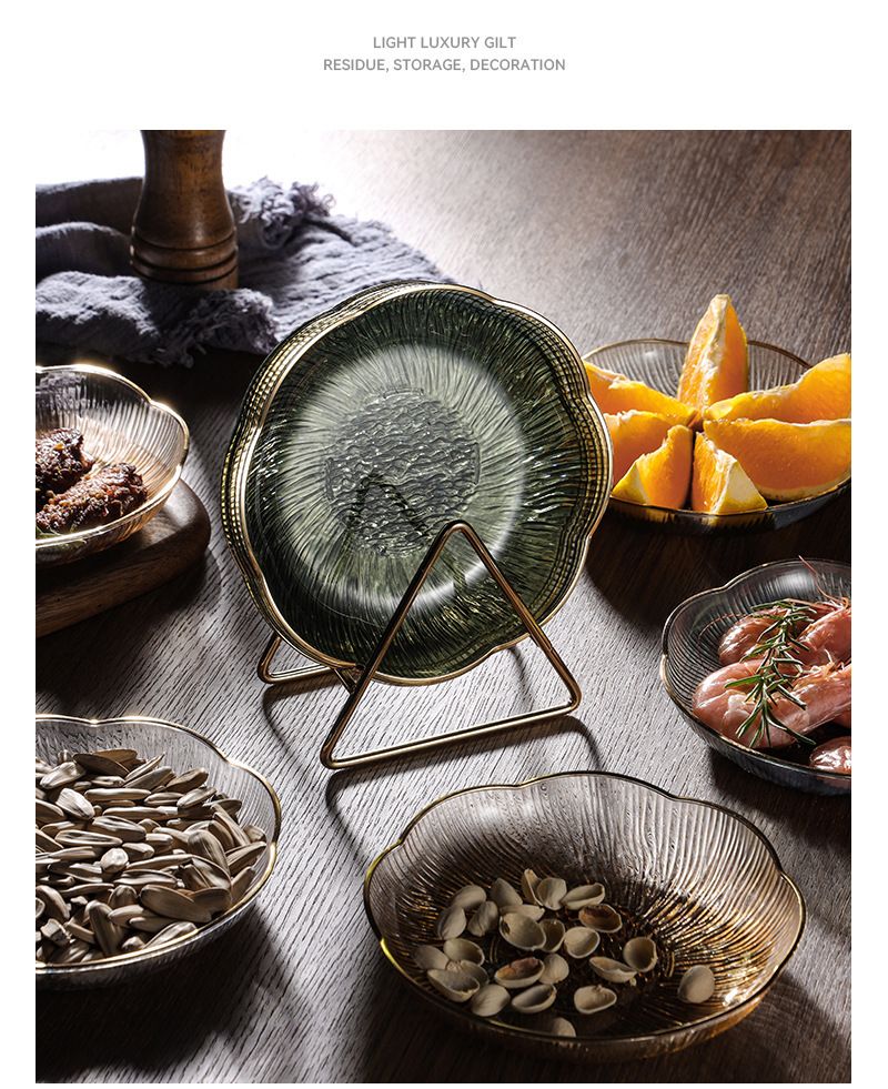 Pour le salon, la table basse, la présentation de collations, l'assiette à bonbons, le bol de style nouveau, le pétale transparent haut de gamme de luxe léger_voghion.com