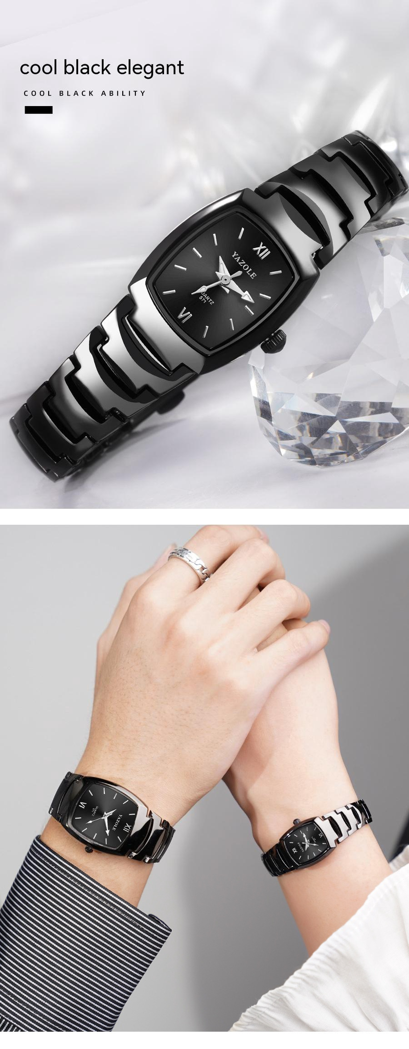 Yazole 571 Tungsten Steel Pánské hodinky Módní záře Voděodolné Studentské Párové Quartz Pánské a Dámské hodinky_voghion.com