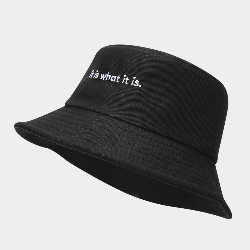 Stilig enkel bøttehatt med broderte bokstaver for kvinner, sommer, utendørs fritid, solhatt for menn, bassenghatt_voghion.com