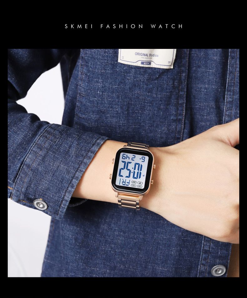 Watch Men's Trend Simple Youth Student Sports Waterproof Glow-in-the-dark Multi-functional Square Electronic Watch_voghion.com