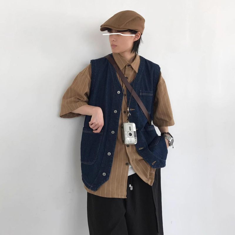 Herrenbekleidung Jeansweste Männer und Frauen Neue lässige ärmellose Lagentops Loose Coat Trend_voghion.com