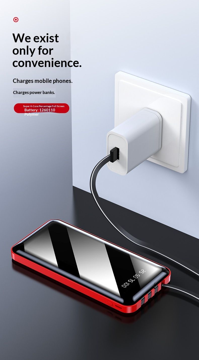 NeoGear NeoGear NeoGear Universal Phone Cable 10000mAh With Printed, Built-in Four-Cable Full-Screen Mobile Power Bank_voghion.com