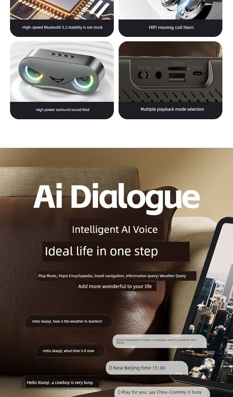 Nuovo stile, altoparlante portatile Bluetooth wireless per esterni M6 Light Extra Bass da scrivania per uso domestico_voghion.com