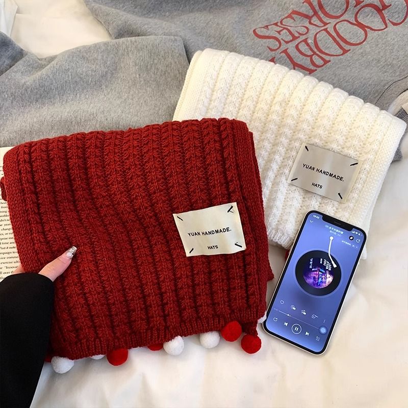 Écharpe tricotée chaude à la mode automne-hiver, cadeau pour filles, ambiance simple, cache-cou_voghion.com