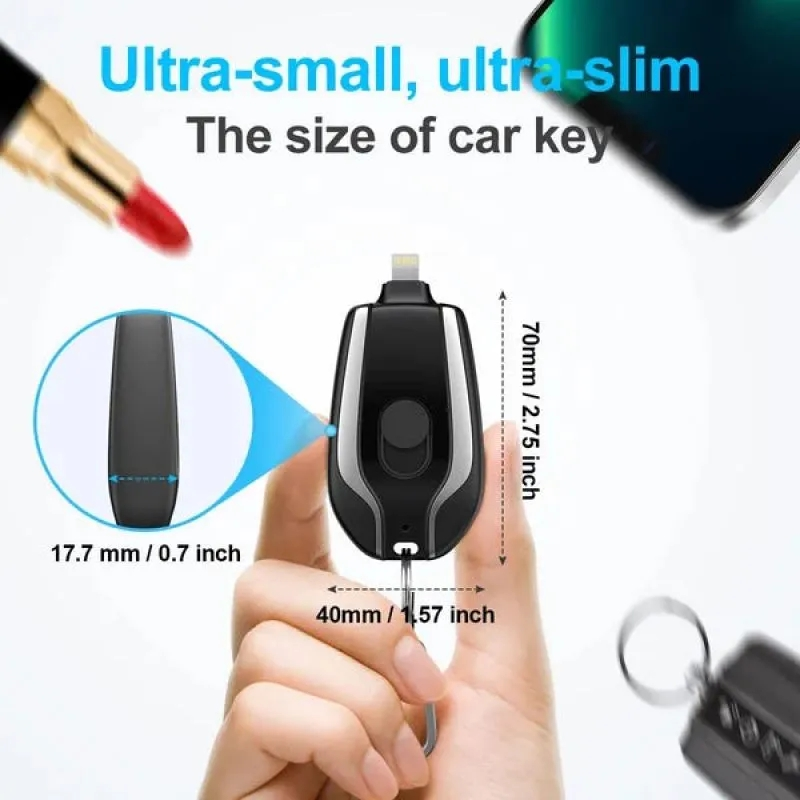 1/2/3 STK Bærbar Mini Nøglering Oplader 1500mAh Eksternt batteri Trådløs opladning til iPhone Xiaomi Samsung Backup Power Bank_voghion.com