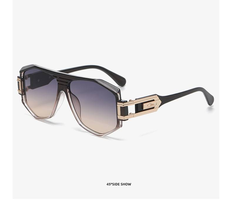 TGOGO Neue Pilotensonnenbrille für Herren ist keine europäische und amerikanische Straßenfotografie, moderne, polygonale Retro-Krötenbrille mit großem Rahmen, UV400_voghion.com