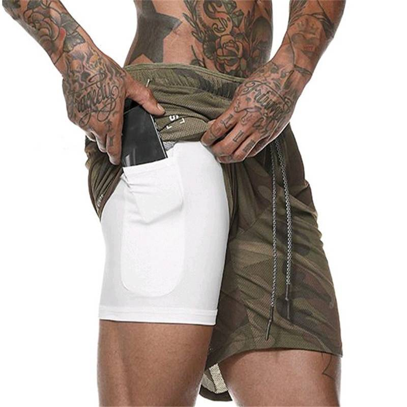 Men's Clothing Sports Shorts Men's Quick-drying Large Size Mesh Boxing Fitness Two-piece Five-point Pants_voghion.com