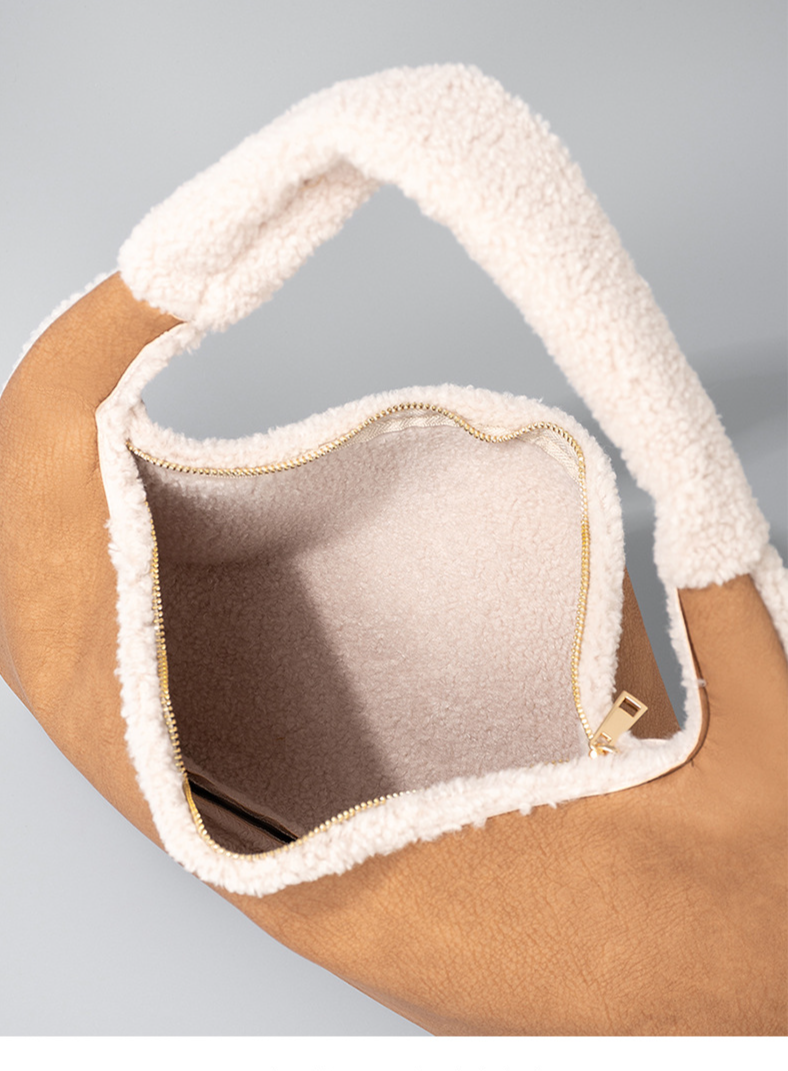 Borsa da donna in pelle di peluche, borsa a tracolla, design di nicchia, borsa da donna, borsa da pendolare, borsa ascellare_voghion.com