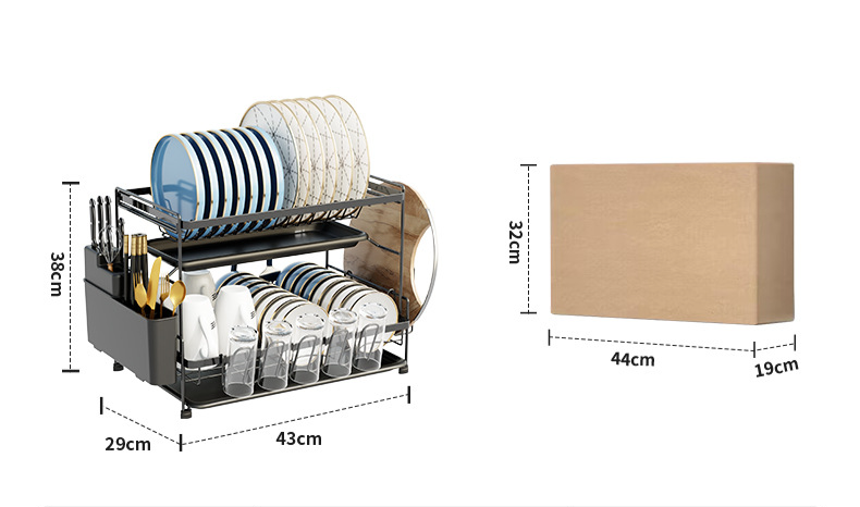 Kitchen Dishes Storage Rack Countertop Tableware Plate Drain Rack Basket Multifunctional Household Dish Storage Box_voghion.com