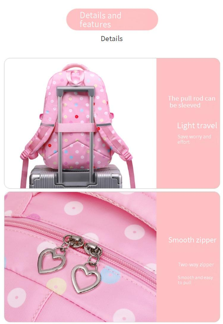 Kids Backpacks Polka Dot Three Piece Children's Schoolbag Large Capacity Student High Value Printed Backpack Multifunctional Backpack Female New_voghion.com