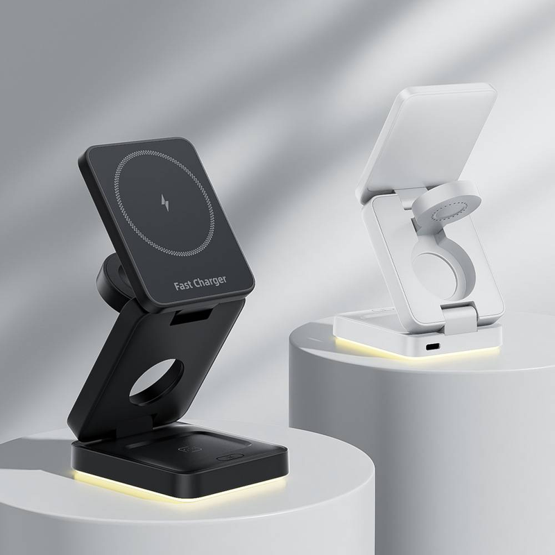 Încărcător wireless 3 în 1 Cross Border, pliabil, cu încărcare rapidă magnetică, 15W, potrivit pentru suportul de încărcare wireless_voghion.com