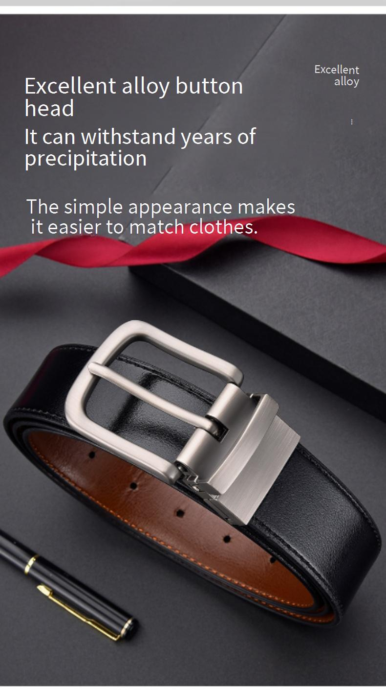 Herrbälten Herrbälte med roterande spänne Högkvalitativt läderbälte för affärsbruk, dubbelsidig användning_voghion.com