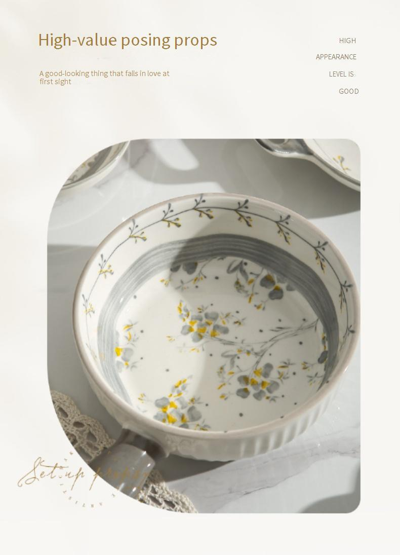 Seramik Yemek Takımı - Ev İçin 16 Parça Kase ve Tabak Seti Eşleşen Tabaklarla Şık Pirinç/Erişte Kaseleri (Bulaşık Makinesi ve Mikrodalga Fırında Yıkanabilir)_voghion.com
