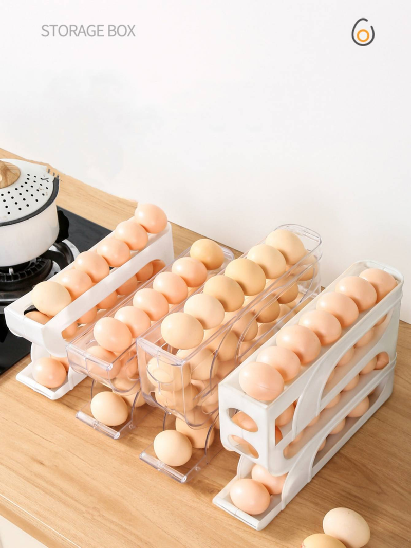 Kitchen Egg Storage Box, Four-layer Slide Type Refrigerator Egg Rack, Automatic Rolling Egg Bracket, Anti-drop Egg Box_voghion.com