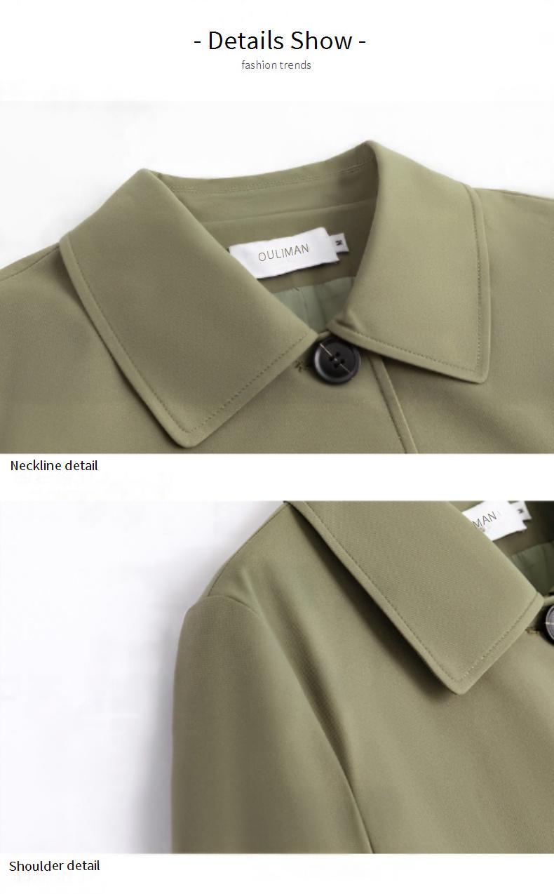 Elegante trench lungo da donna: vestibilità slim, stile ampio, capospalla versatile (M/L/XL/2XL/3XL, verde chiaro/kaki/rosso/blu navy/verde scuro)_voghion.com