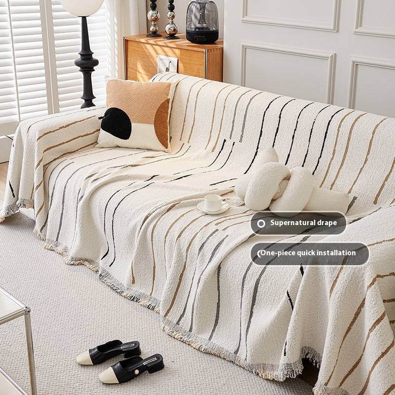 Verdickter Sofabezug Herbst- und Wintersofatuch All-Inclusive Moderne, einfache Linien Nordischer Sofabezug Sofakissen Sofadecke_voghion.com