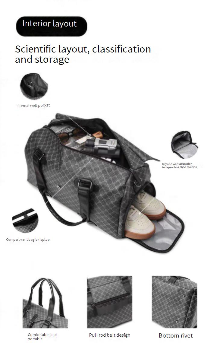 Travel Bags Shoe Compartment Trendy Men's Fashion Handbag Large Capacity Short Distance Luggage Bag Dry And Wet Separation Fitness Bag_voghion.com