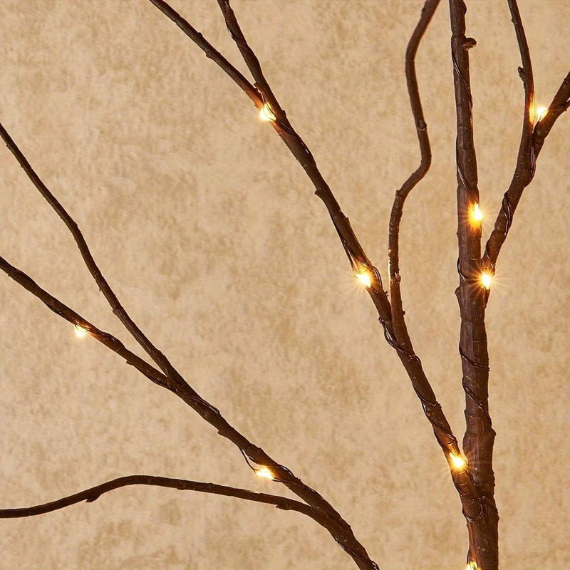 Lámpara de rama de abedul iluminada con 50 LED, funciona con pilas, árbol artificial realista para Navidad y decoración del hogar, disponible en tamaños de 80 cm (pilas no incluidas)._voghion.com
