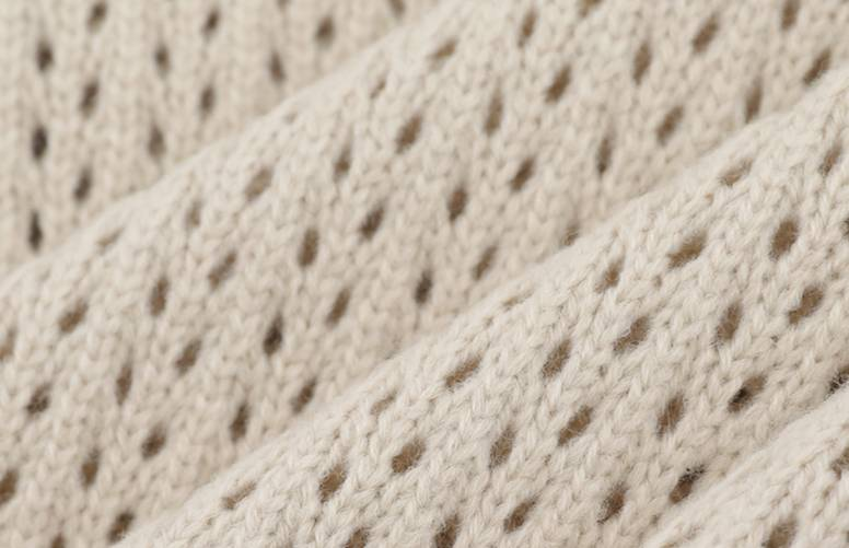 Retro Embroidered Baseball Jacket, Open-Knit Drop Shoulder Zip-Up Cardigan In Beige & Black – Unisex Vintage Streetwear_voghion.com