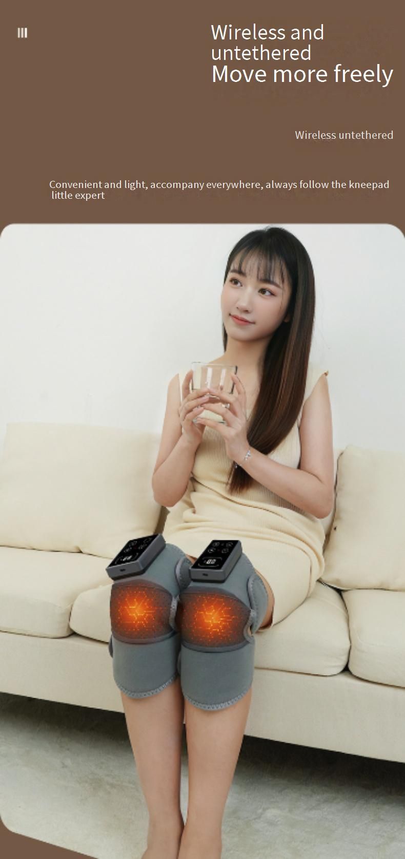 Rechargeable Heating Knee Brace With Massage & Heat Therapy - Adjustable Temperature (45-60°C) For Joint Pain Relief - Gray_voghion.com