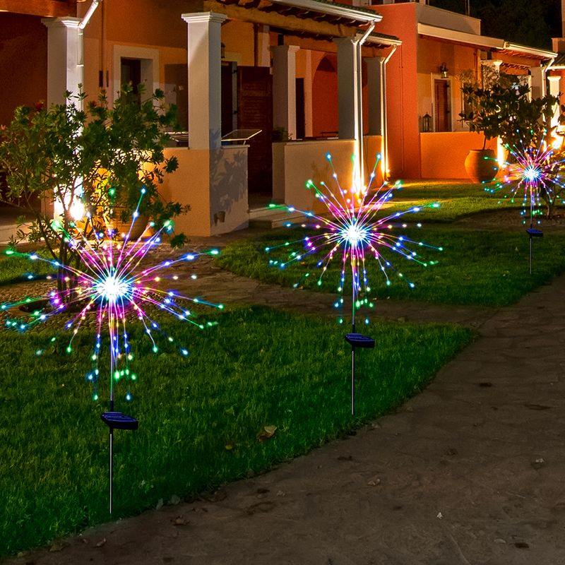 2 Pack Solar Garden Firework Lights Outdoor, Waterproof Solar Powered LED Light Outside For Art Stake Twinkle Yard Patio Pathway And Party Decorations_voghion.com