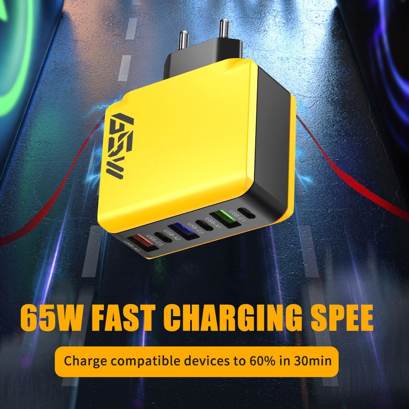 syct 3PD + 3USB Handy-Ladegerät Multi-Port Hongkong und UK Standard Ladekopf 65W Adapter_voghion.com