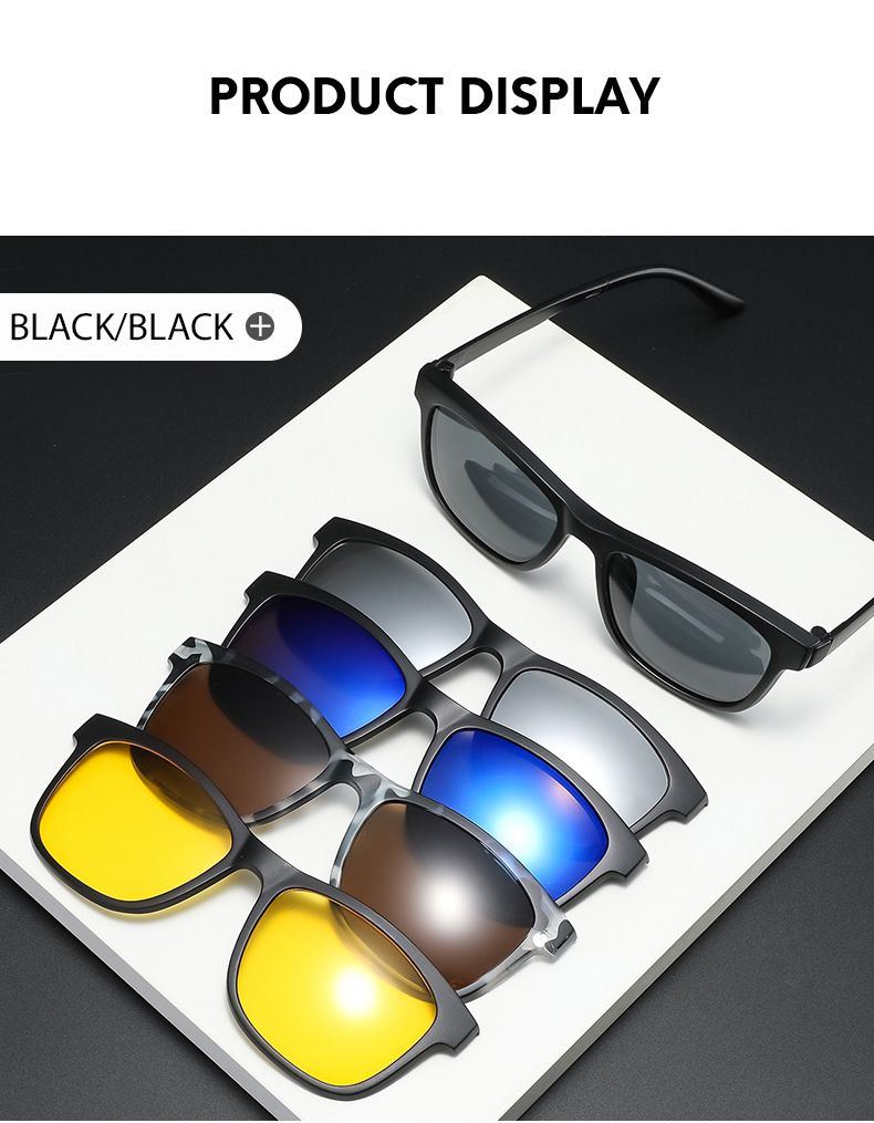 New Arrivals Magnetiske solbriller Clip og optisk brillestel 6 i 1 Kvinder Mænd Polariserede eller Night Vision Multipurpose Eyeglasses_voghion.com